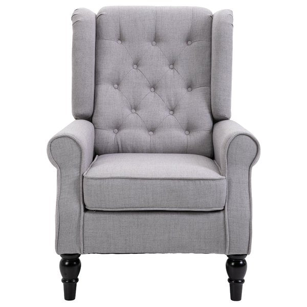 Fabric Tufted Accent Armchair Sofa Studio Couch Grey