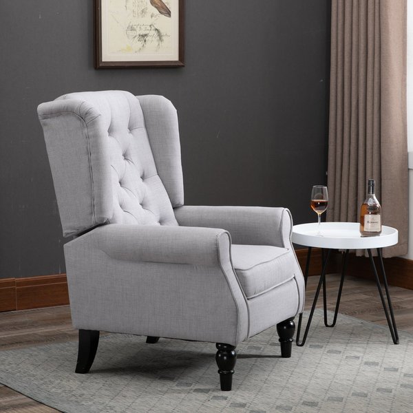 Fabric Tufted Accent Armchair Sofa Studio Couch Grey