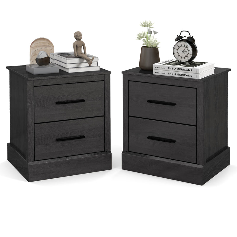 2 Drawer Nightstand with Storage Drawers-Dark Grey