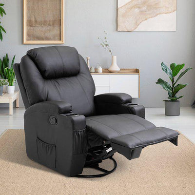 Faux Leather Electric 8-Point Vibration Massage Recliner Sofa Chair With Remote