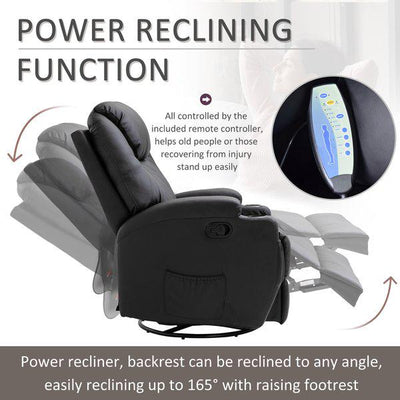 Faux Leather Electric 8-Point Vibration Massage Recliner Sofa Chair With Remote