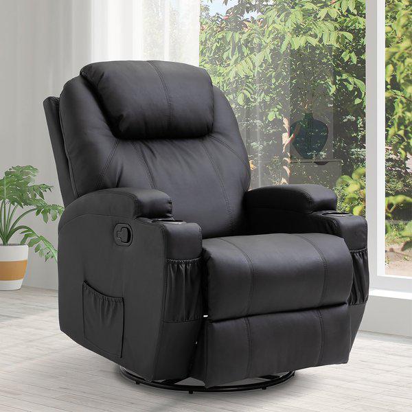 Faux Leather Electric 8-Point Vibration Massage Recliner Sofa Chair With Remote