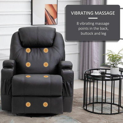 Faux Leather Electric 8-Point Vibration Massage Recliner Sofa Chair With Remote