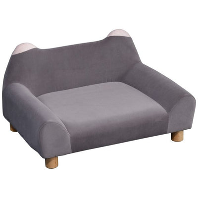 Faux Velvet Upholstered Sponge Small Pets Sofa Bed - Grey