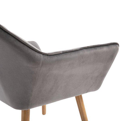 Faux Velvet Upholstered Wide Accent Chair - Grey