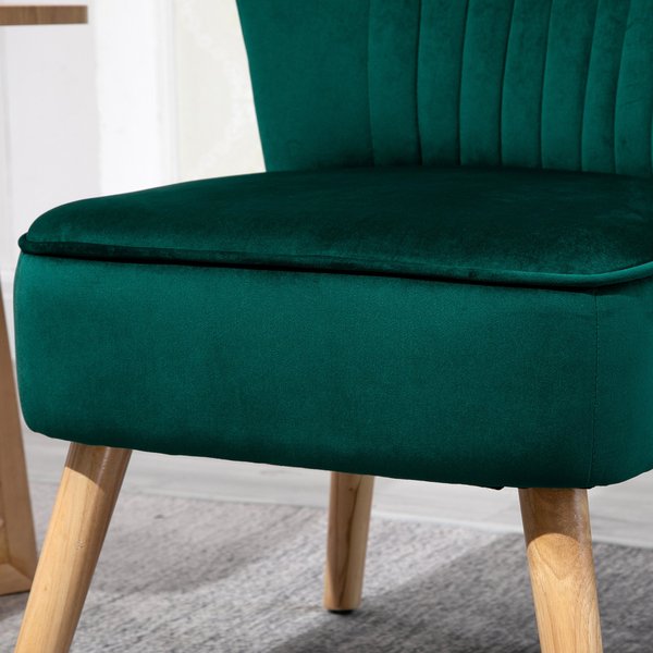 Faux Velvet Vertical Tufted Accent Chair - Green