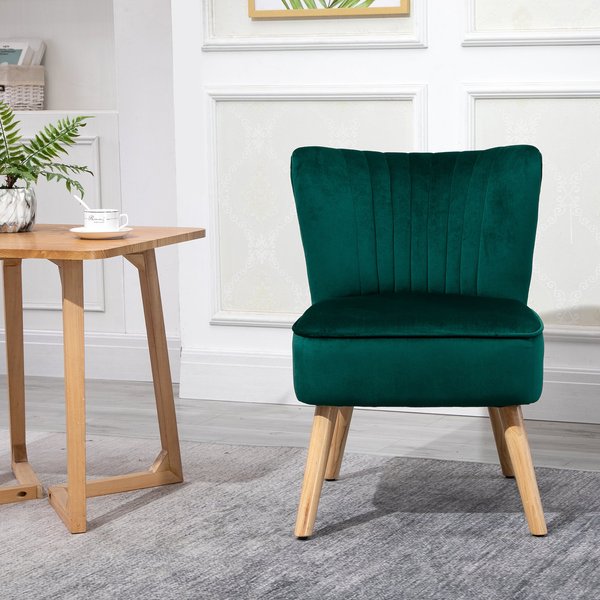 Faux Velvet Vertical Tufted Accent Chair - Green