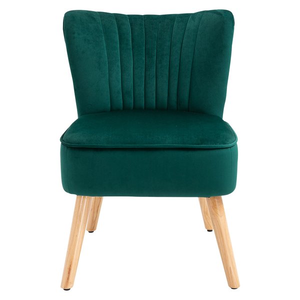 Faux Velvet Vertical Tufted Accent Chair - Green