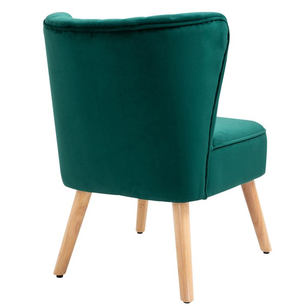 Faux Velvet Vertical Tufted Accent Chair - Green