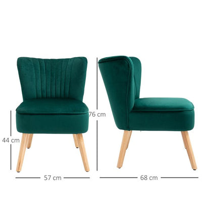 Faux Velvet Vertical Tufted Accent Chair - Green