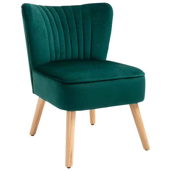 Faux Velvet Vertical Tufted Accent Chair - Green