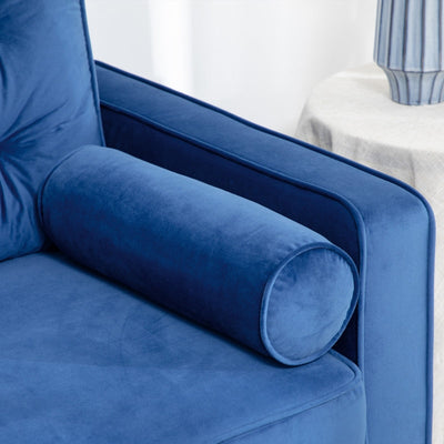 Three-Seater Velvet-Feel Sofa, With Pillows - Blue