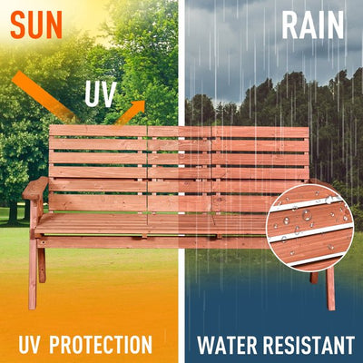 3 Seater Outdoor Garden Bench - Wood Tone