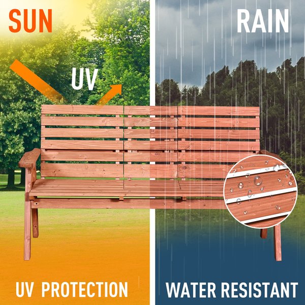 3 Seater Outdoor Garden Bench - Wood Tone