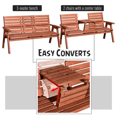 3 Seater Outdoor Garden Bench - Wood Tone