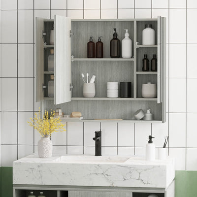 Bathroom Mirror Cabinet, Grey