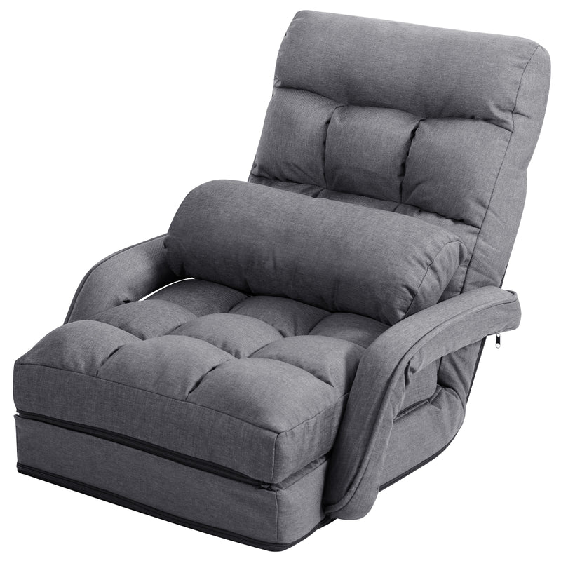 Sillón reclinable plegable y ajustable con almohada, color gris 