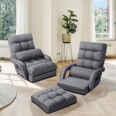 Sillón reclinable plegable y ajustable con almohada, color gris 