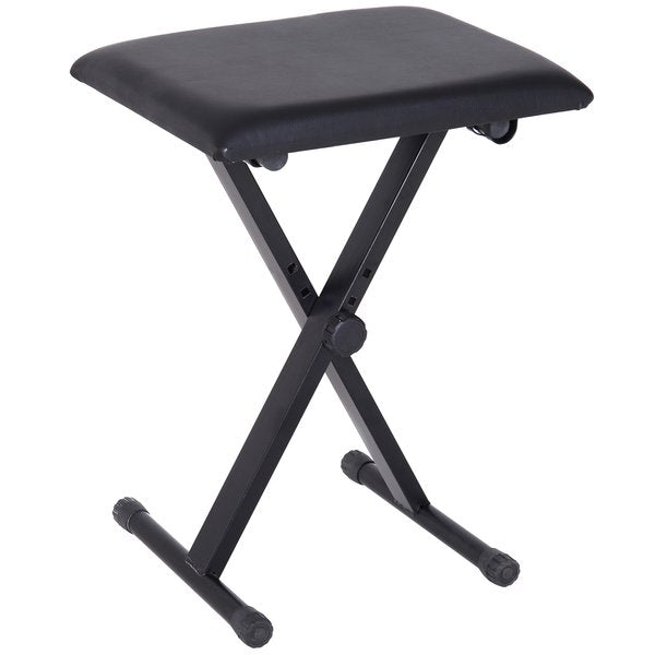 Foldable Piano Stool Padded Seat Adjustable Height Bench X Frame- Black