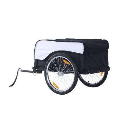 Outdoor Folding Cargo Bicycle Trailer With Cover - Black/White