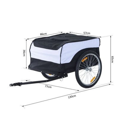 Outdoor Folding Cargo Bicycle Trailer With Cover - Black/White