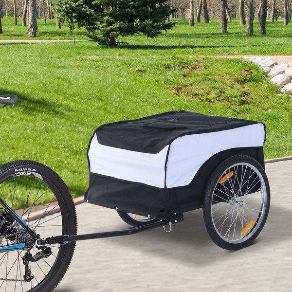 Outdoor Folding Cargo Bicycle Trailer With Cover - Black/White