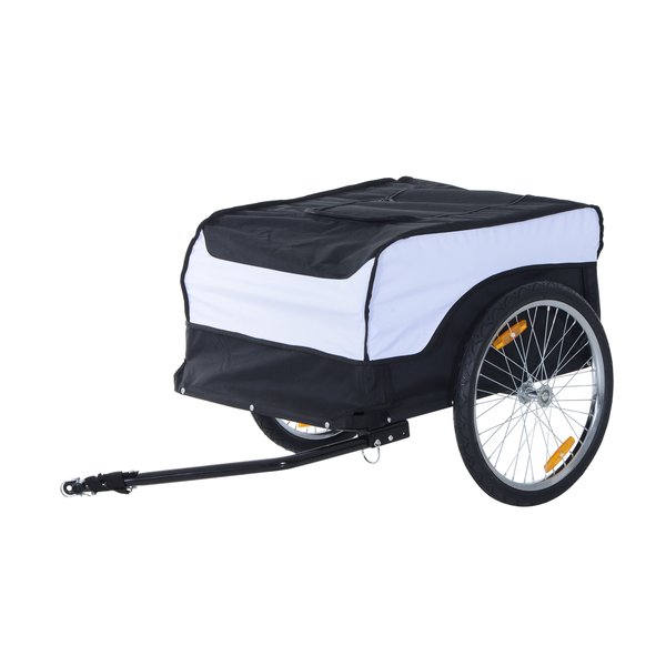 Outdoor Folding Cargo Bicycle Trailer With Cover - Black/White