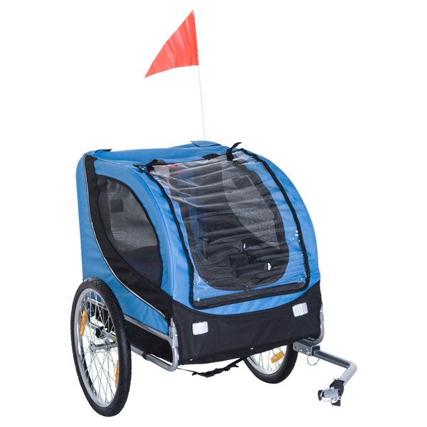 Folding Bicycle Pet Trailer W/Removable Cover - Blue/Black