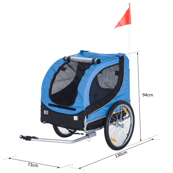 Folding Bicycle Pet Trailer W/Removable Cover - Blue/Black