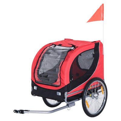 Folding Bicycle Pet Trailer W/Removable Cover- Red