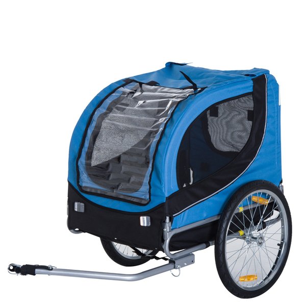 Folding Bicycle Pet Trailer W/Removable Cover - Blue/Black