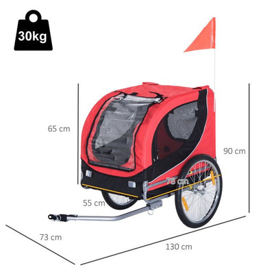 Folding Bicycle Pet Trailer W/Removable Cover- Red