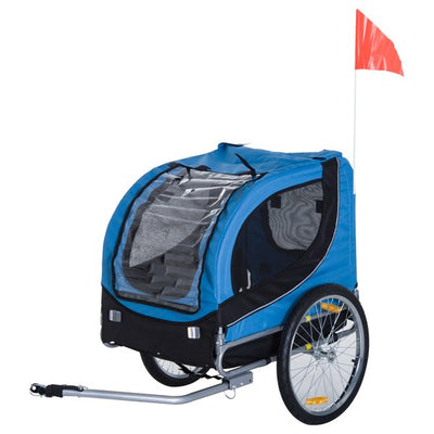 Folding Bicycle Pet Trailer W/Removable Cover - Blue/Black