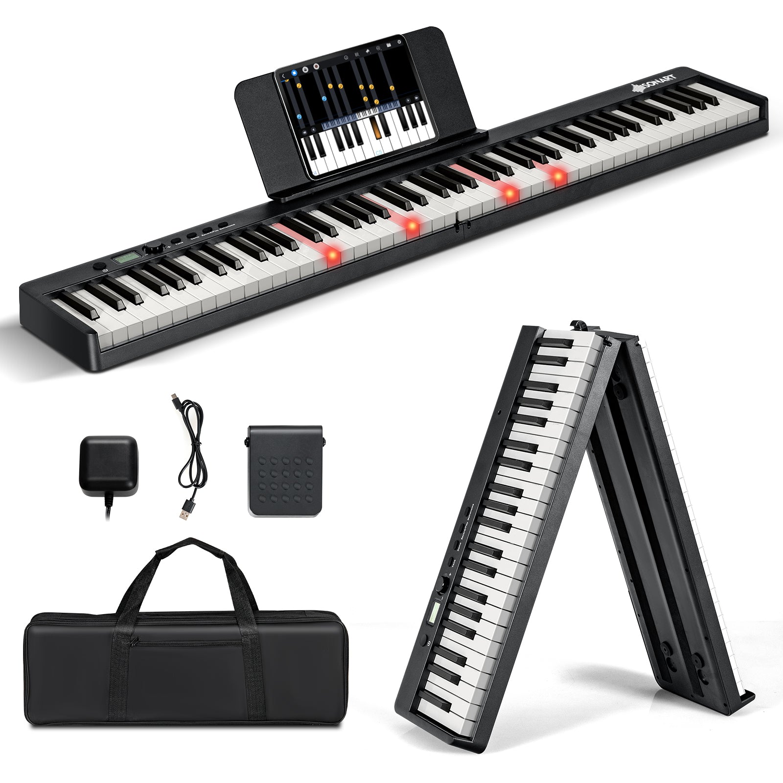 Piano keyboard 2024 with lighted keys