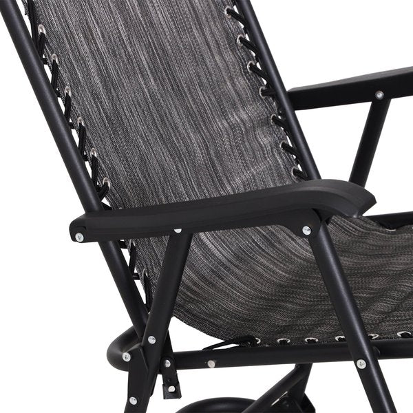 Folding Rocking Chair  W/ Headrest - Grey