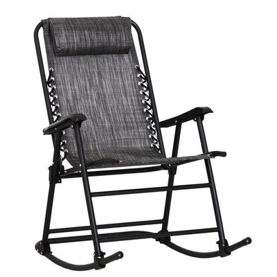 Folding Rocking Chair  W/ Headrest - Grey