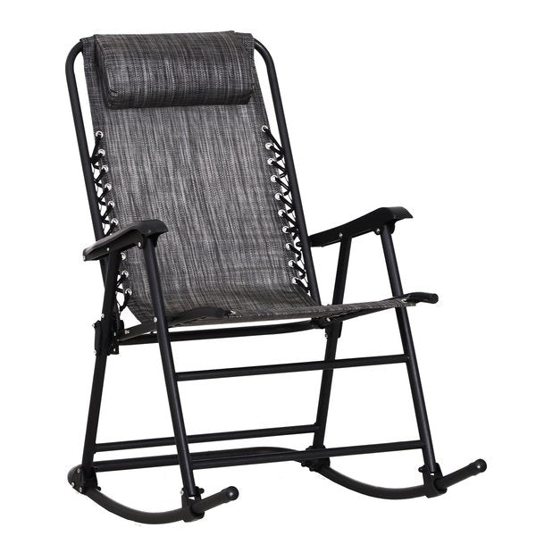 Folding Rocking Chair  W/ Headrest - Grey