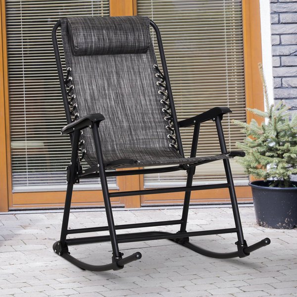 Folding Rocking Chair  W/ Headrest - Grey