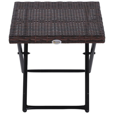 40Lx40Wx40H Cm. Rattan Coffee Table, Steel Frame - Brown