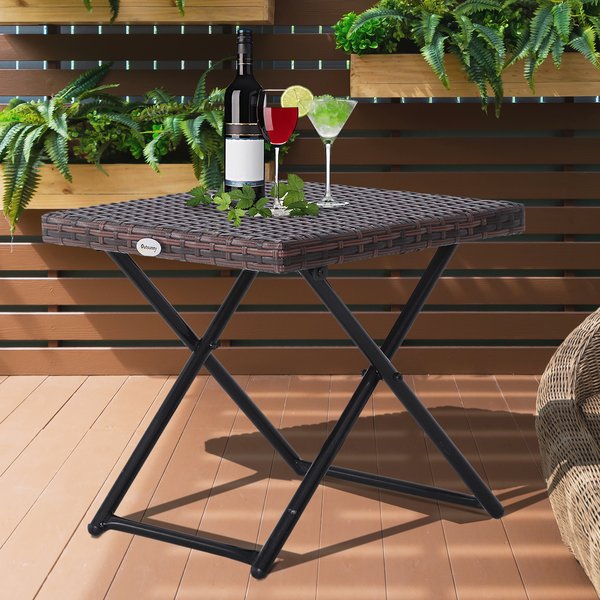 40Lx40Wx40H Cm. Rattan Coffee Table, Steel Frame - Brown