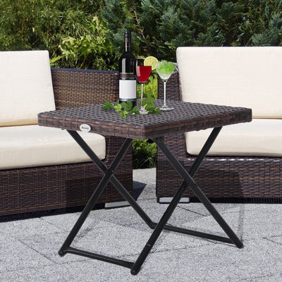 40Lx40Wx40H Cm. Rattan Coffee Table, Steel Frame - Brown