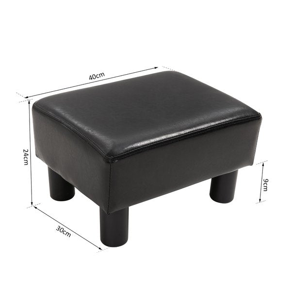 Footstool Ottoman Cube PU Faux Leather W/ 4 Plastic Legs- Brown