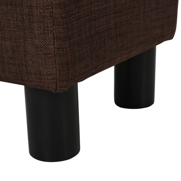 Footstool Ottoman Cube Linen Fabric W/ 4 Plastic Legs- Brown