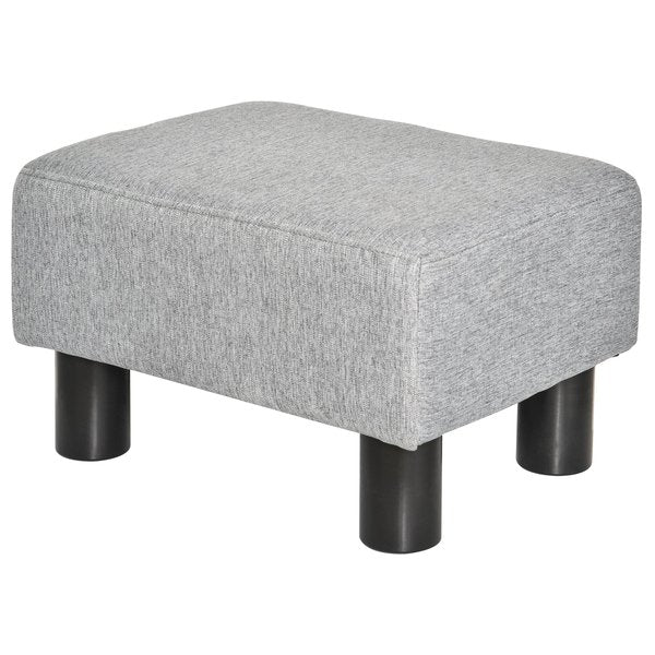 Footstool Ottoman Polyester Upholstered - Grey