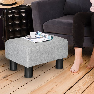 Footstool Ottoman Polyester Upholstered - Grey