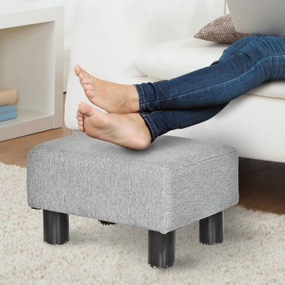 Footstool Ottoman Polyester Upholstered - Grey