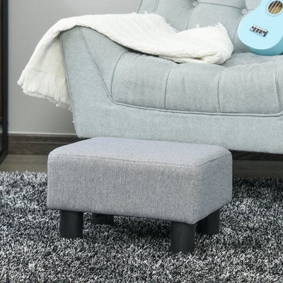 Footstool Ottoman Polyester Upholstered - Grey