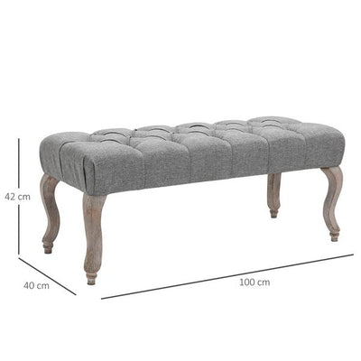 Footstool Ottoman Tufted Upholstered Accent Bed-End Bench Window Seat Fabric