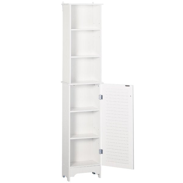 Freestanding 6-Tier Tall Bathroom Storage Cabinet - White