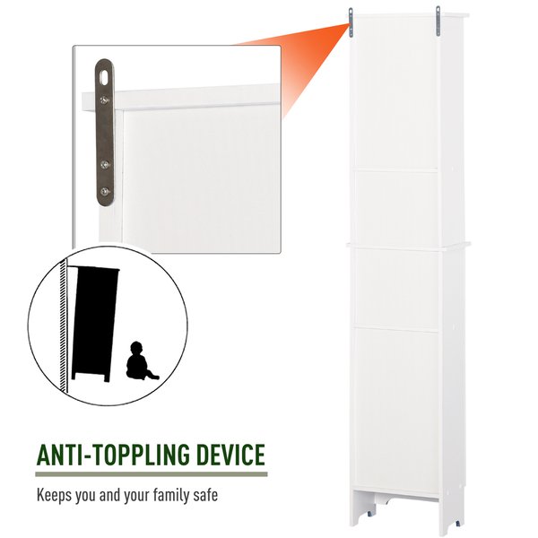 Freestanding 6-Tier Tall Bathroom Storage Cabinet - White